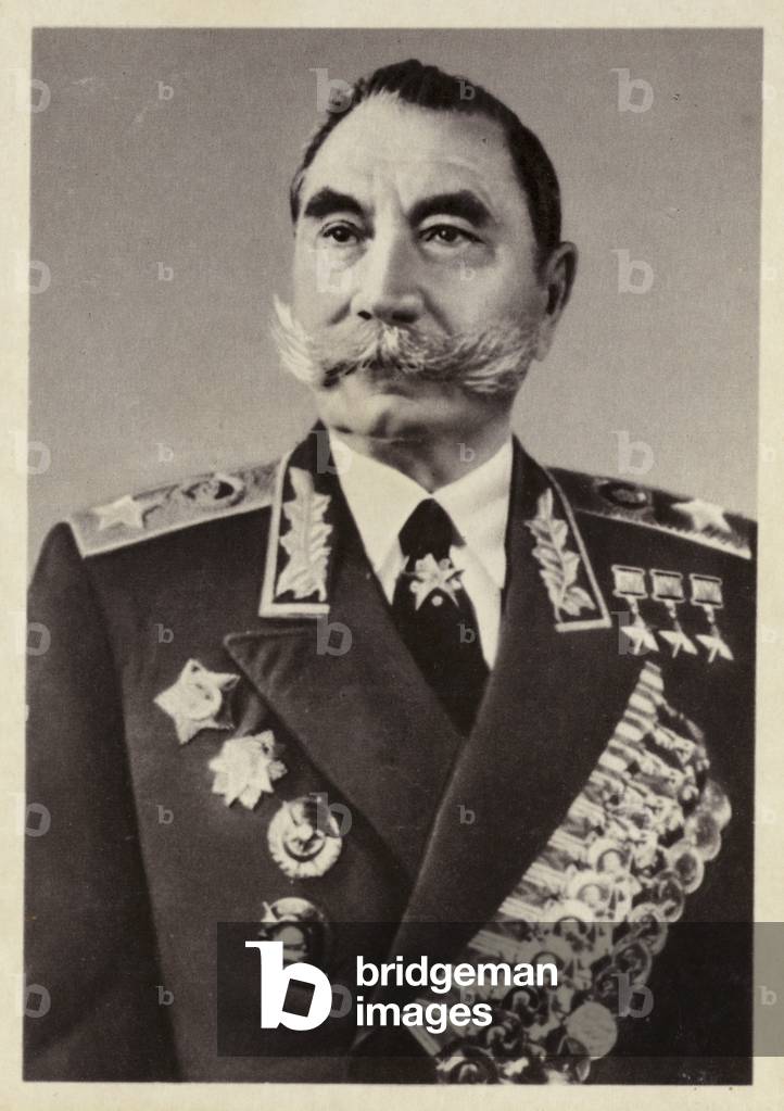 Soviet military commander Marshal Semyon Budyonny, 1968 (b/w photo)