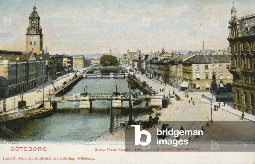 Stora Hamnkanalen, Gothenburg, Sweden, 1900s (colour photo)