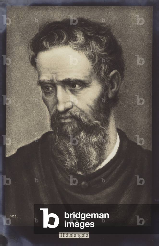 Michelangelo, Italian sculptor, painter and architect (litho)