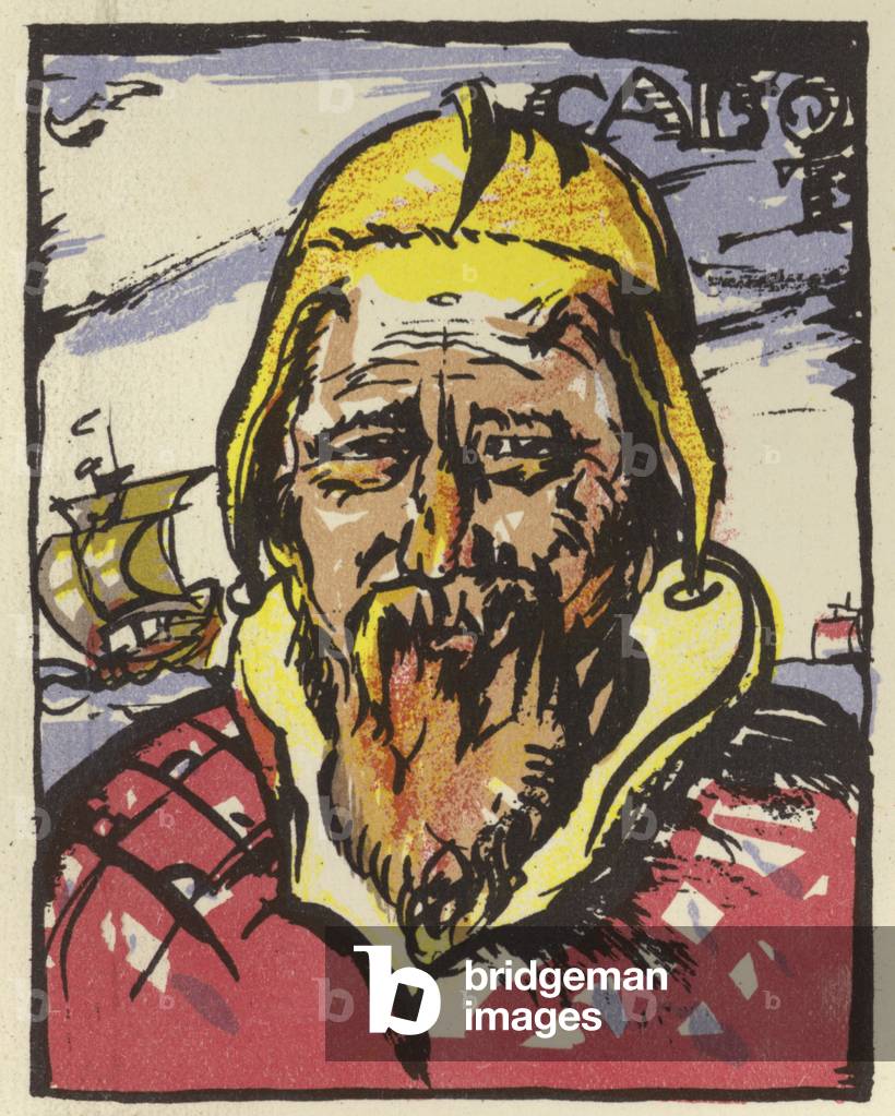 John Cabot, Italian-born English navigator (colour litho)