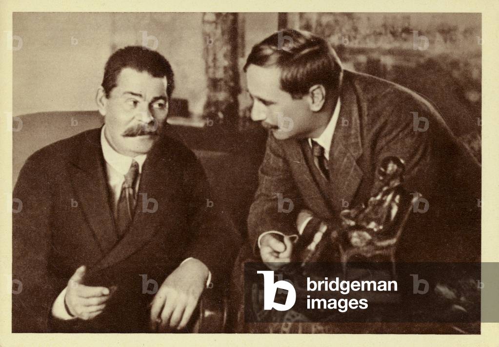 H G Wells and Maxim Gorky, 1920 (b/w photo)