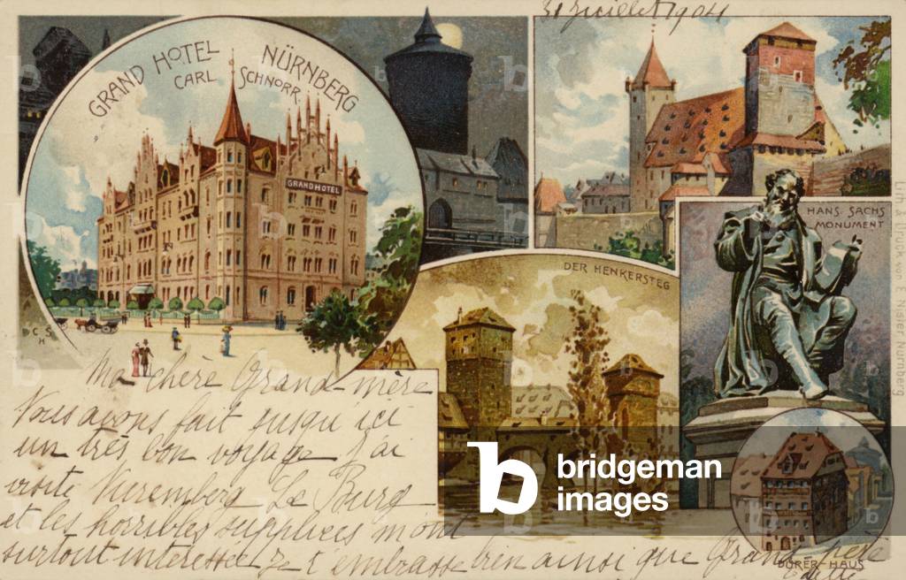 Postcard depicting various views of Nurenberg (colour litho)
