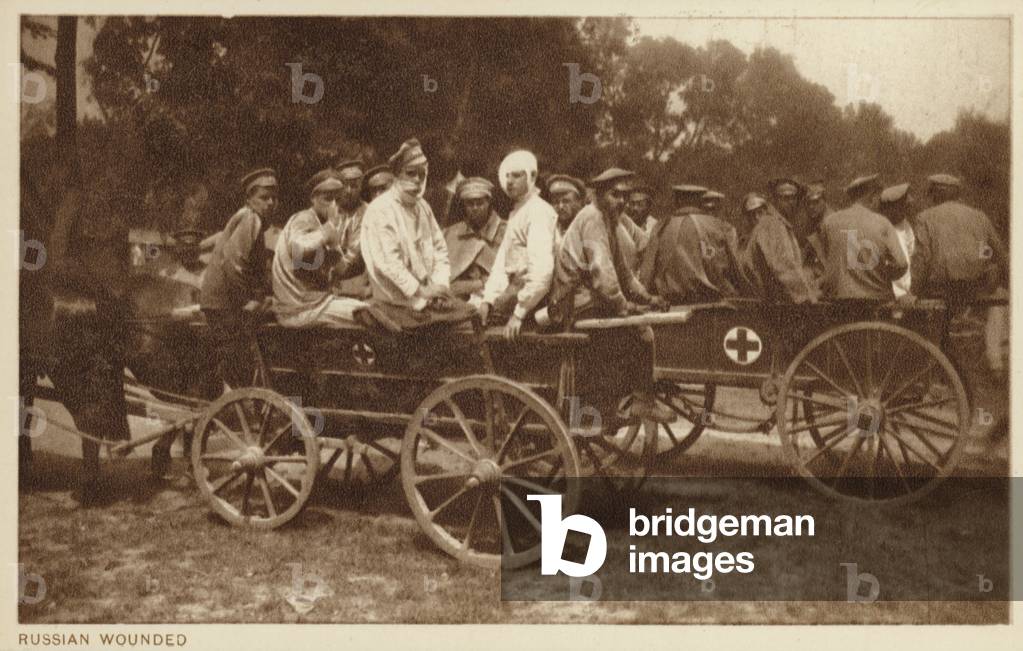 Wounded Russian soldiers, World War I (b/w photo)