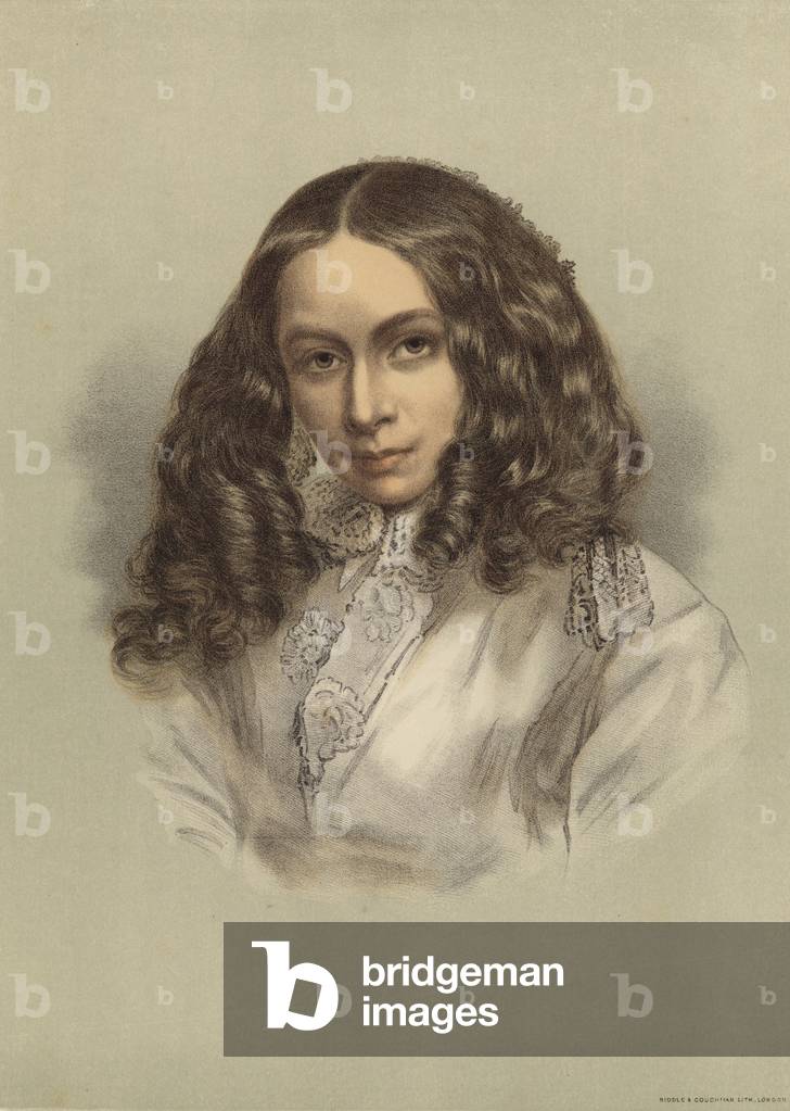 Elizabeth Barrett Browning (colour litho)