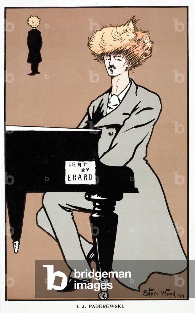 Ignacy Jan Paderewski, Polish pianist, composer, politician and independence campaigner, 1899 (colour litho)