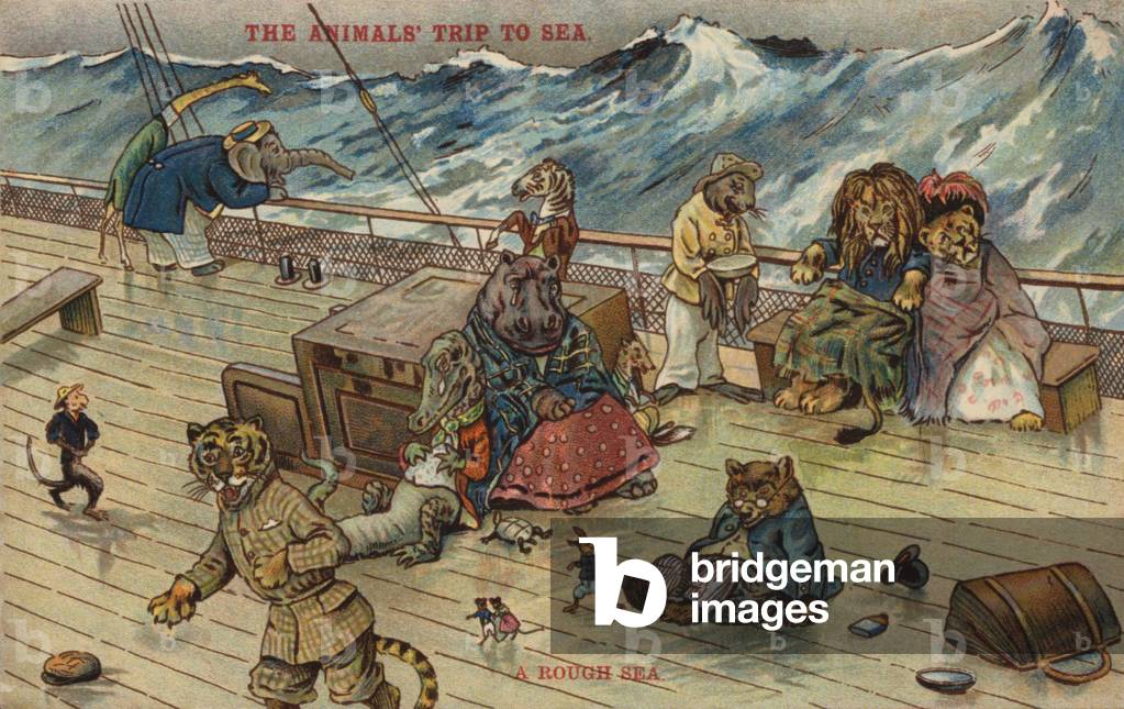 A Rough Sea - The Animals' Trip to Sea (colour litho)
