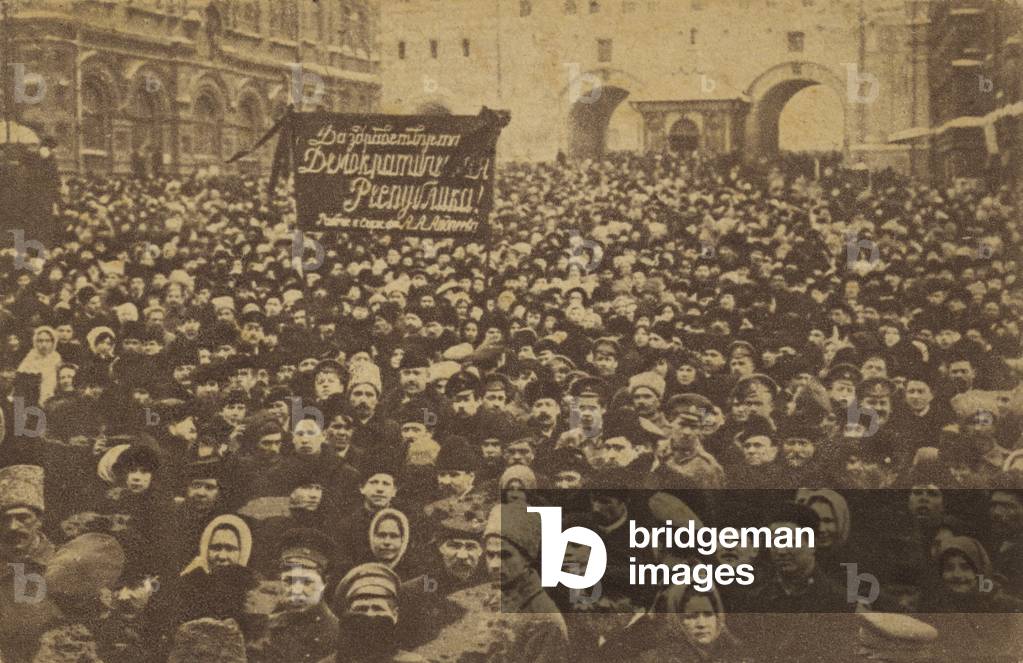 Demonstration on Red Square in Moscow during the February Revolution, 12 March 1917 (b/w photo)