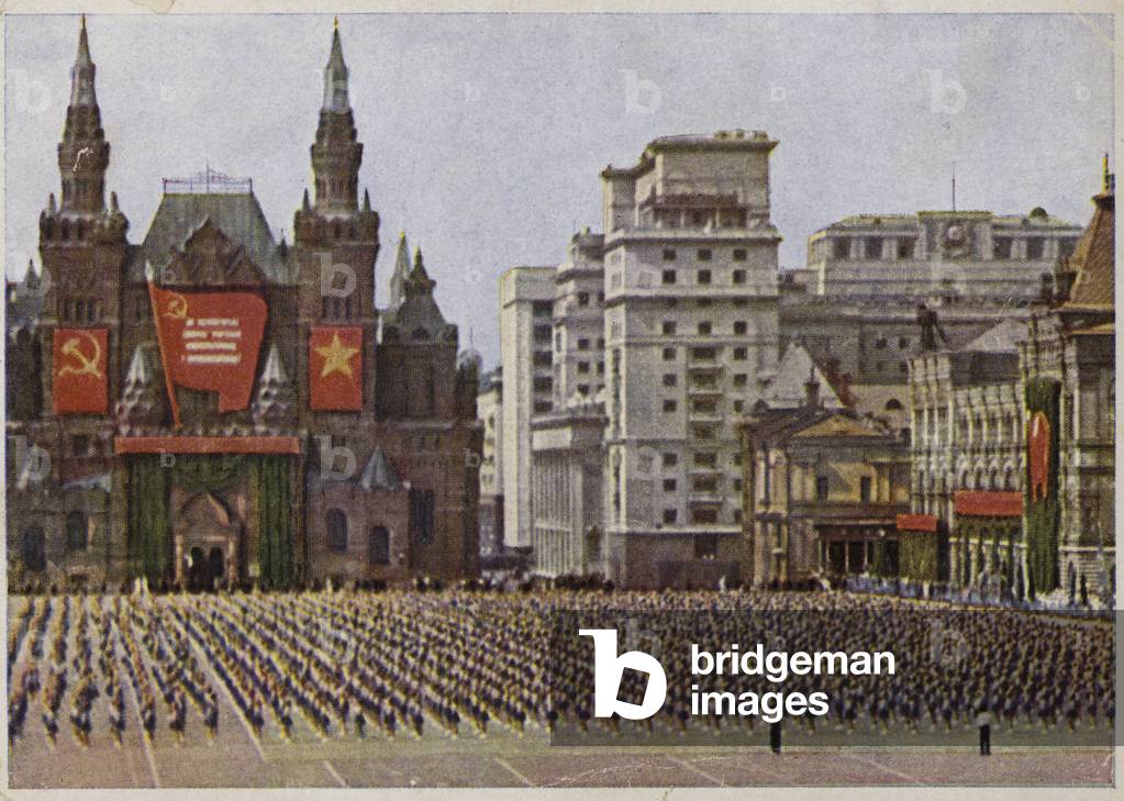 All-union physical culture parade, Red Square, Moscow, USSR, 12 August 1945 (colour photo)