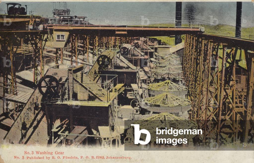 Postcard depicting the washing gear of a mine in Johannesburg (photo)