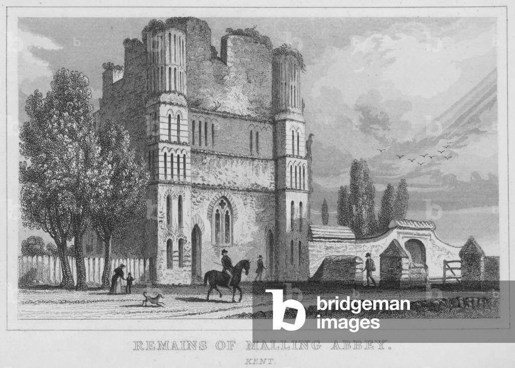 Remains of Malling Abbey, Kent (engraving)