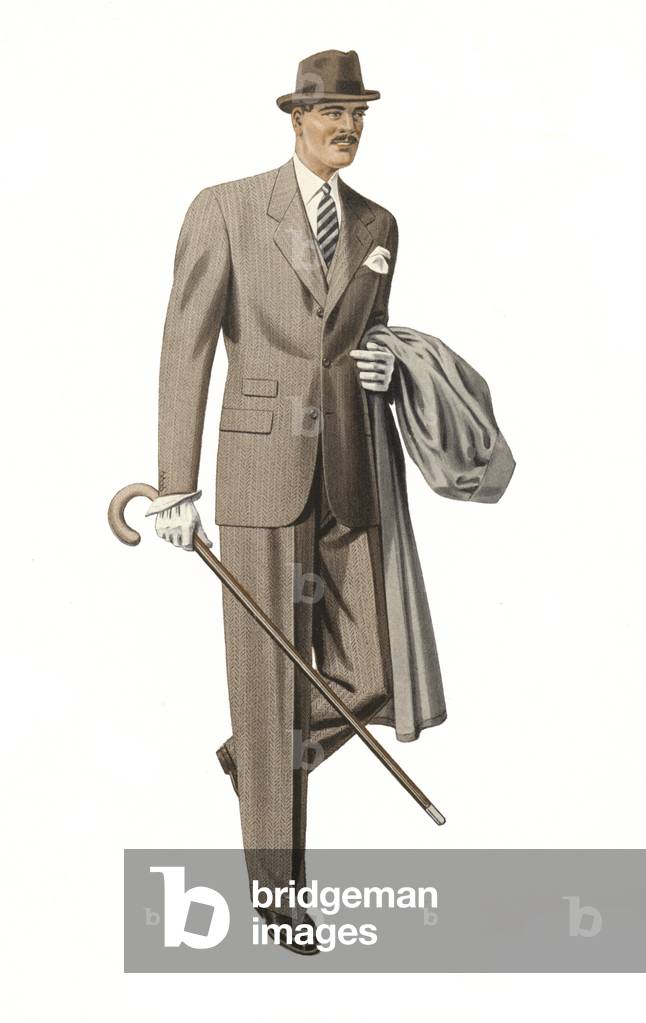 Male fashions, 1945 (colour lithograph)