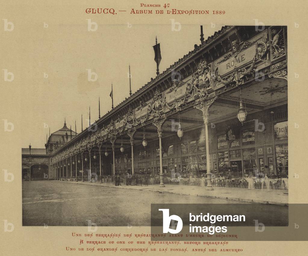 A terrace of one of the restaurants, before breakfast (b/w photo)