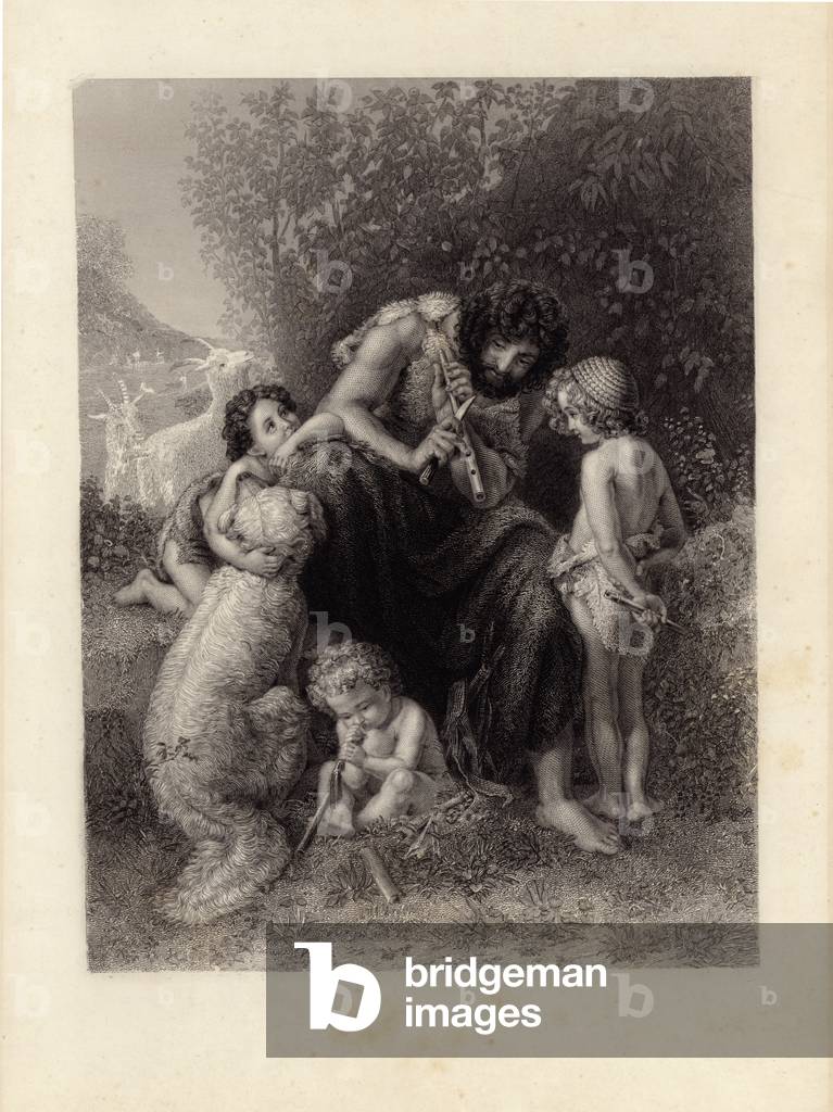 Jubal the father of instrumental music (engraving)