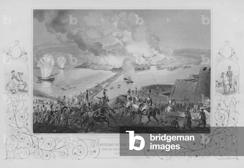 Retreat of the Russians from the South Side of Sebastopol, Crimean War, 8 September 1855 (engraving)