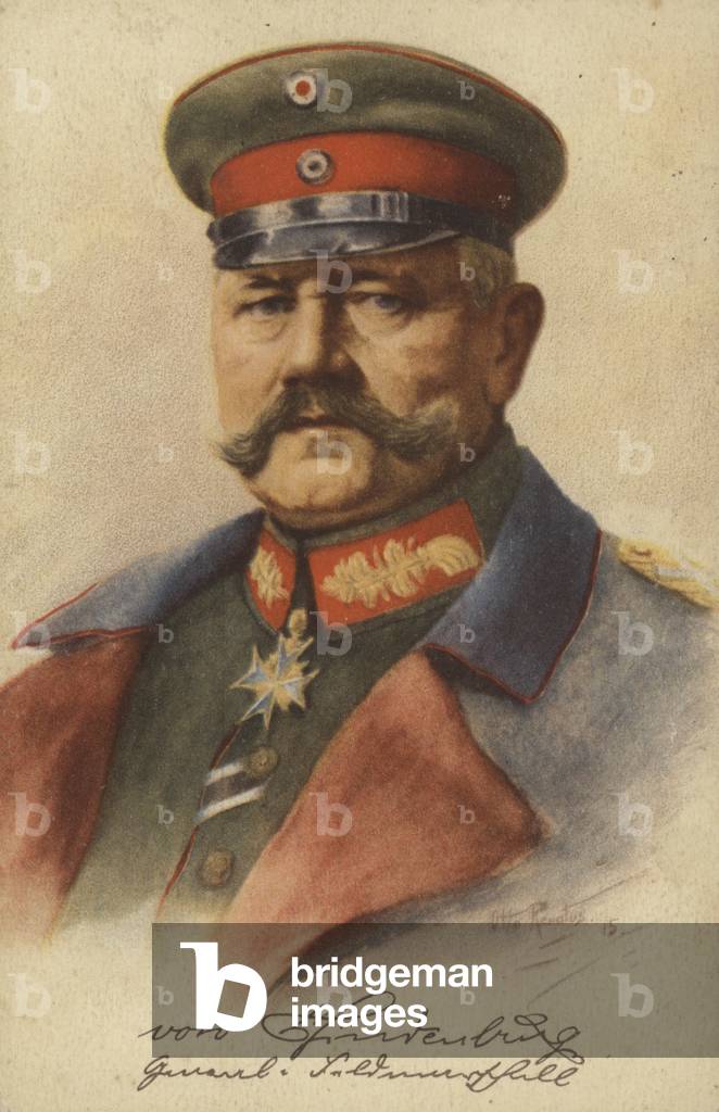 Paul von Hindenburg, German soldier and Field Marshal of World War I, 1915 (colour litho)