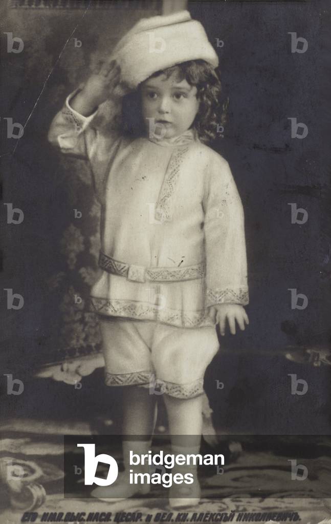Alexei Nikolaevich Romanov, Tsarevich of Russia, 1900s. (b/w photo)