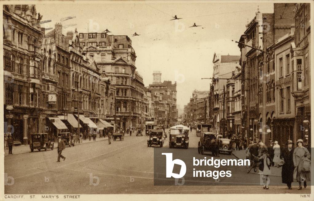 St Mary's Street in Cardiff (b/w photo)
