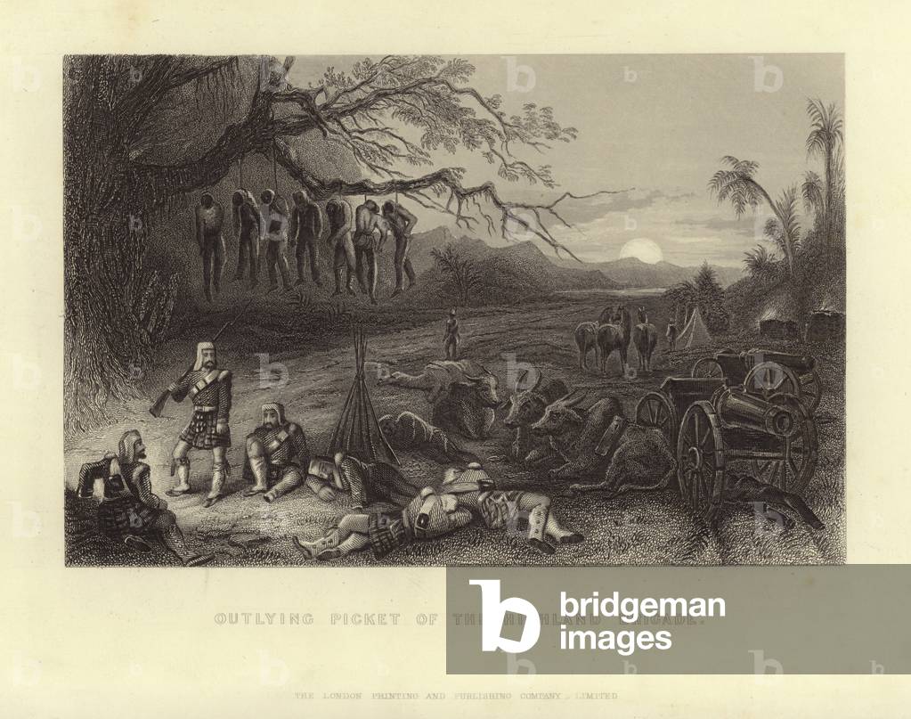 Outlying picket of the Highland Brigade (engraving)