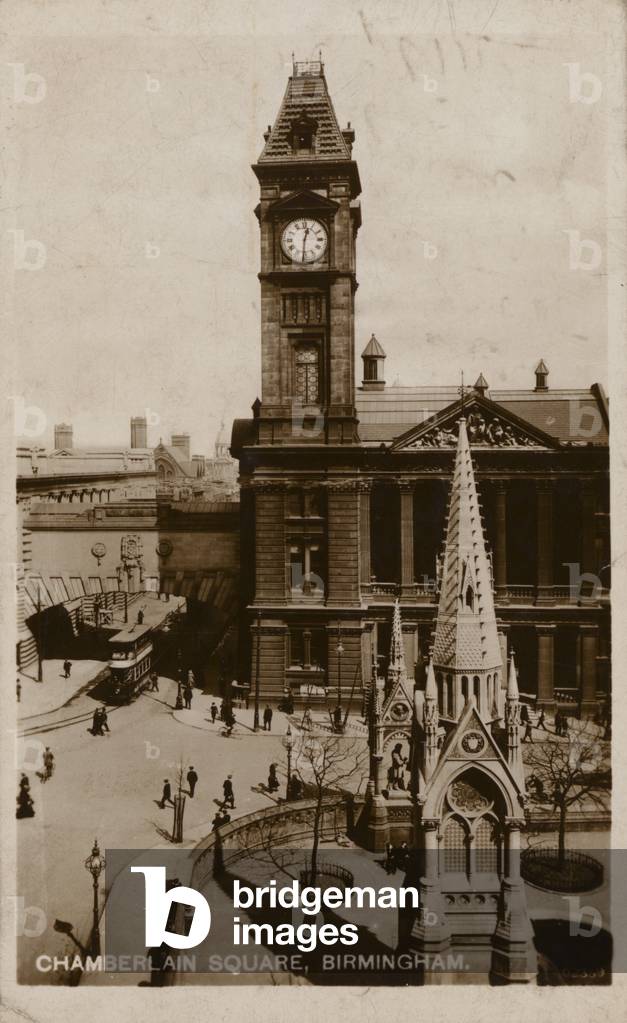 Chamberlain Square, Birmingham (b/w photo)