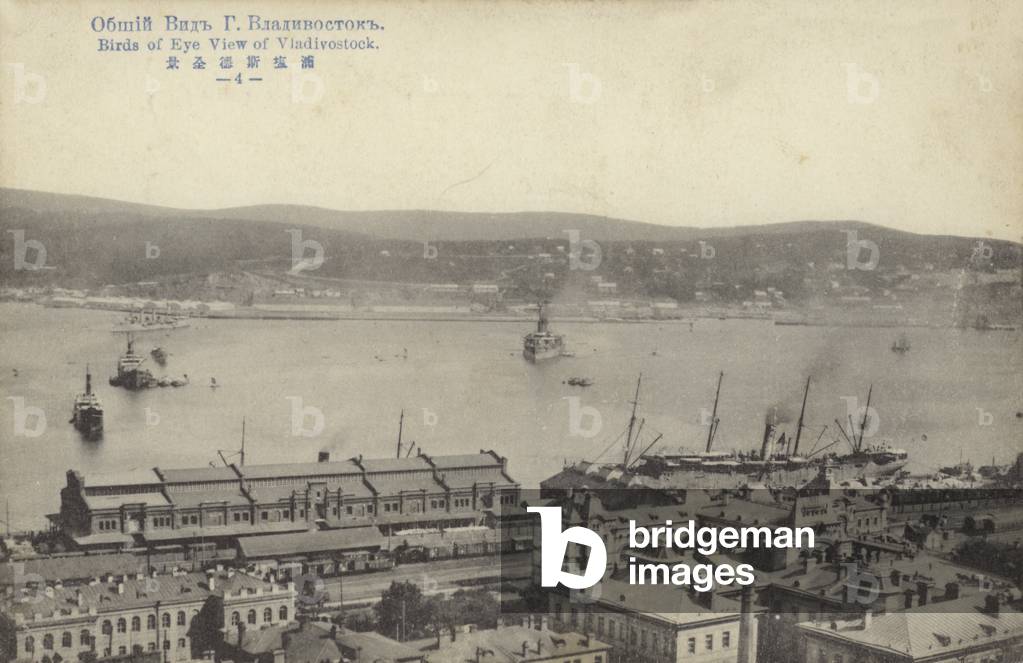 Bird's eye view of Vladivostok, Russia, early 20th Century (b/w photo)