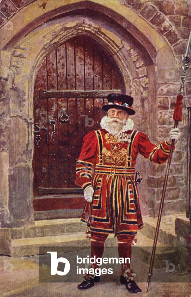 Yeoman of the Guard, the Tower of London (colour litho)