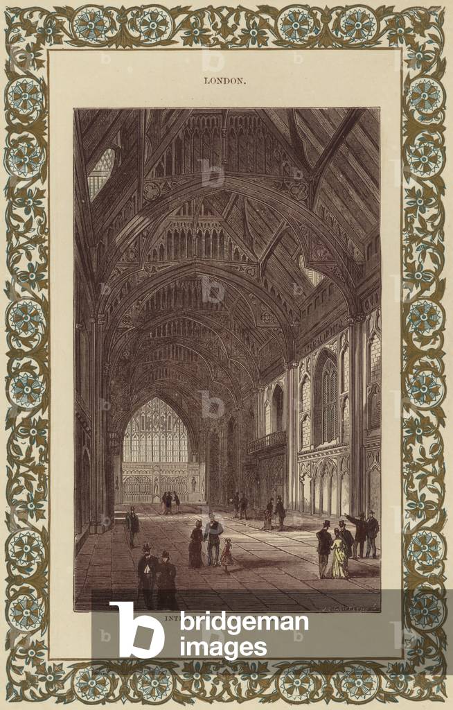 Interior view of Guildhall (colour engraving)