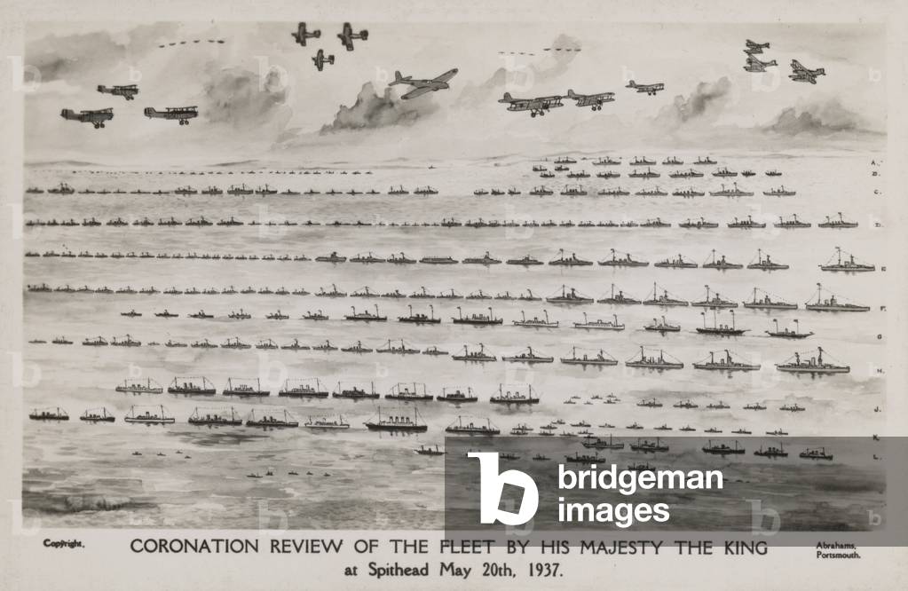 Coronation review of the British fleet by King George VI, Spithead, 20 May 1937 (litho)