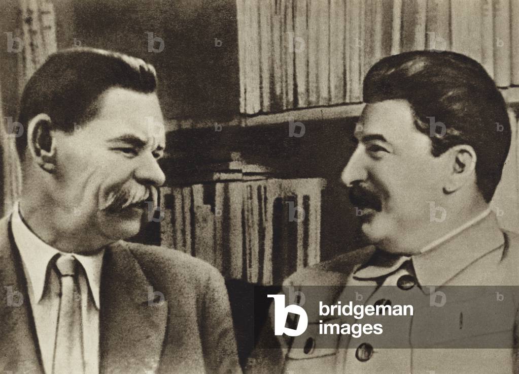 Soviet leader Joseph Stalin and the writer Maxim Gorky in Moscow, 1931 (b/w photo)