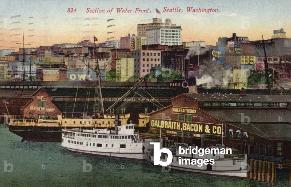 Section of the waterfront, Seattle, Washington, USA (coloured photo)