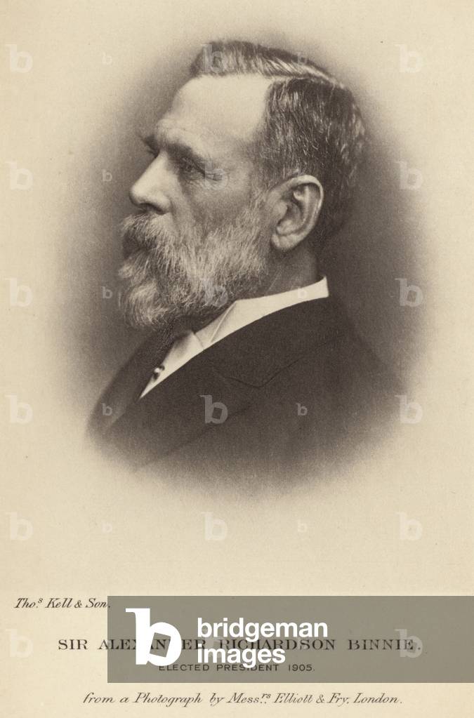 Sir Alexander Richardson Binnie elected President of the Institution of Civil Engineers in 1905 (engraving)