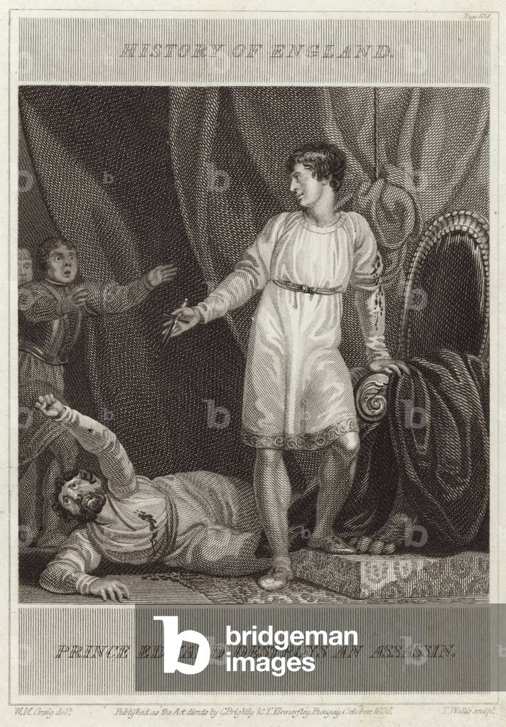 Prince Edward destroys an assassin (engraving)