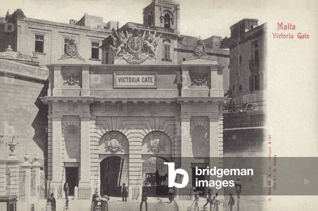 Victoria Gate, Valletta, Malta (b/w photo)