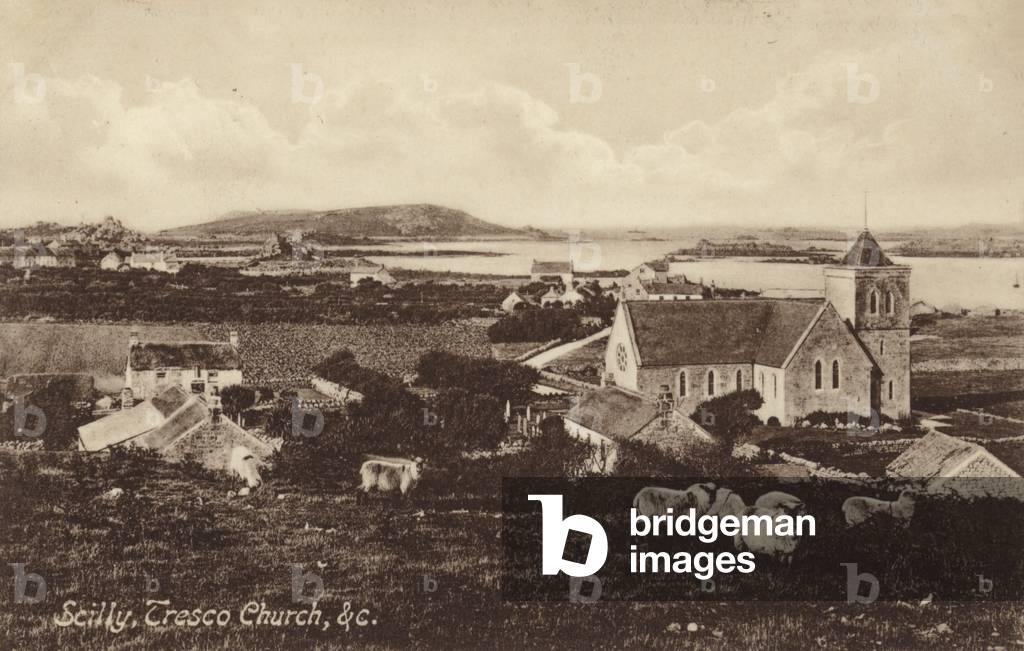 Scilly, Tresco Church, and c (b/w photo)
