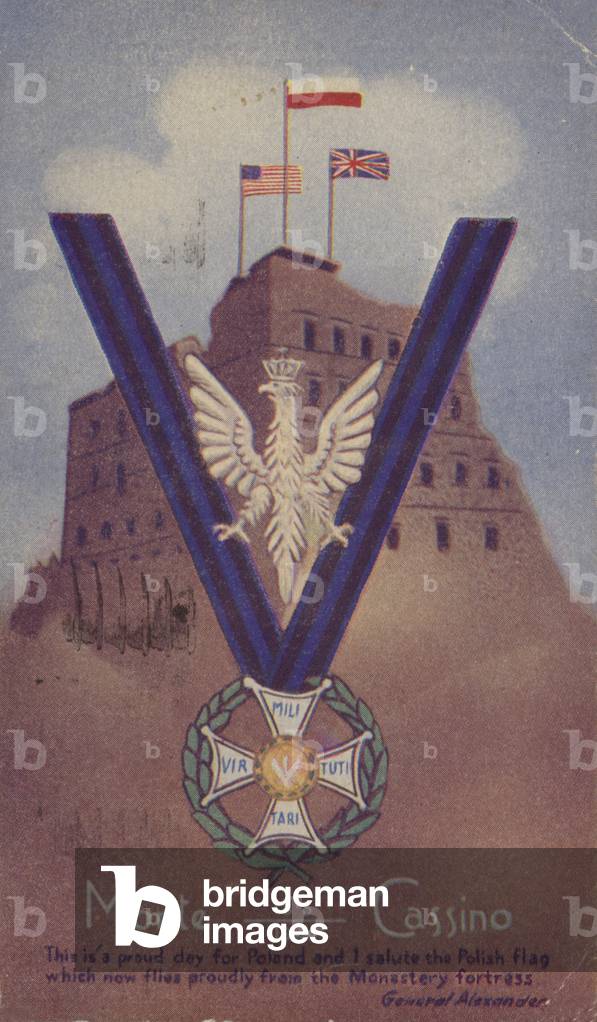 Monte Cassino, Italy, World War II, 1944 (colour litho)