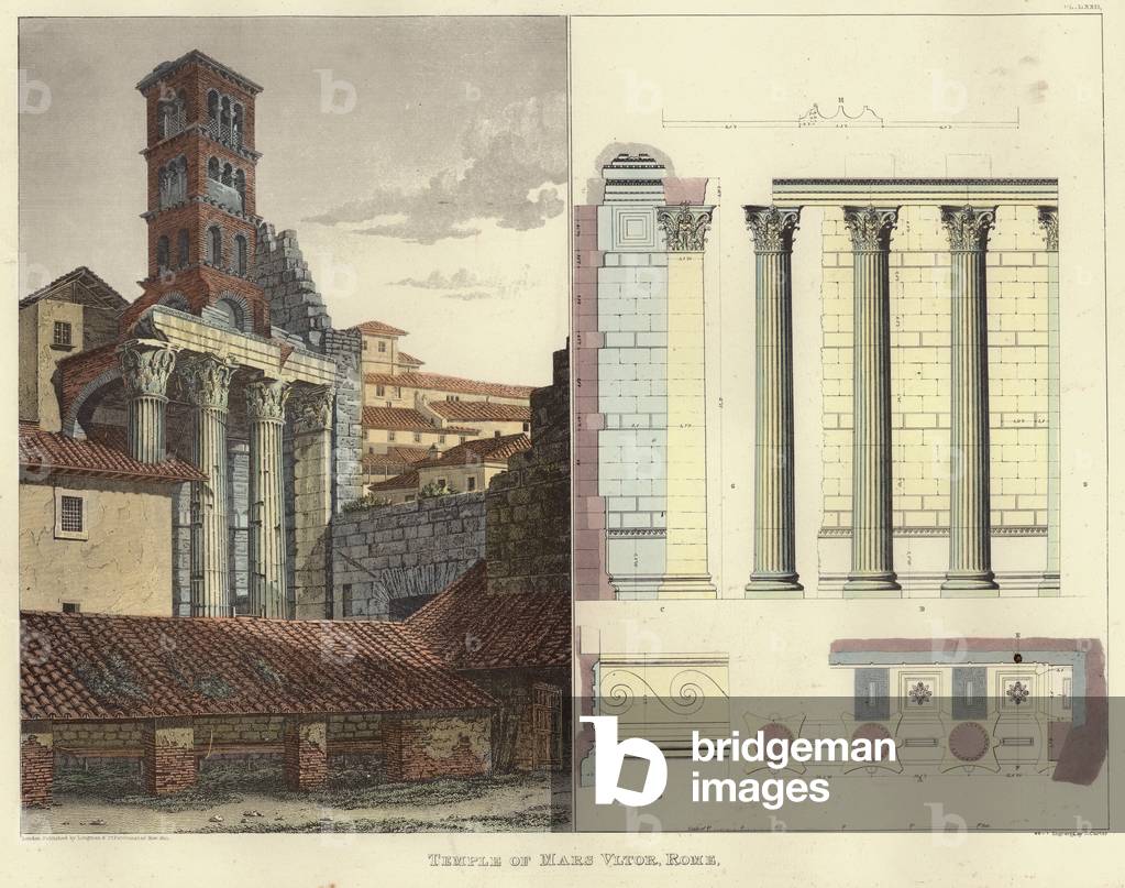 Temple of Mars Ultor in Rome (colour engraving)