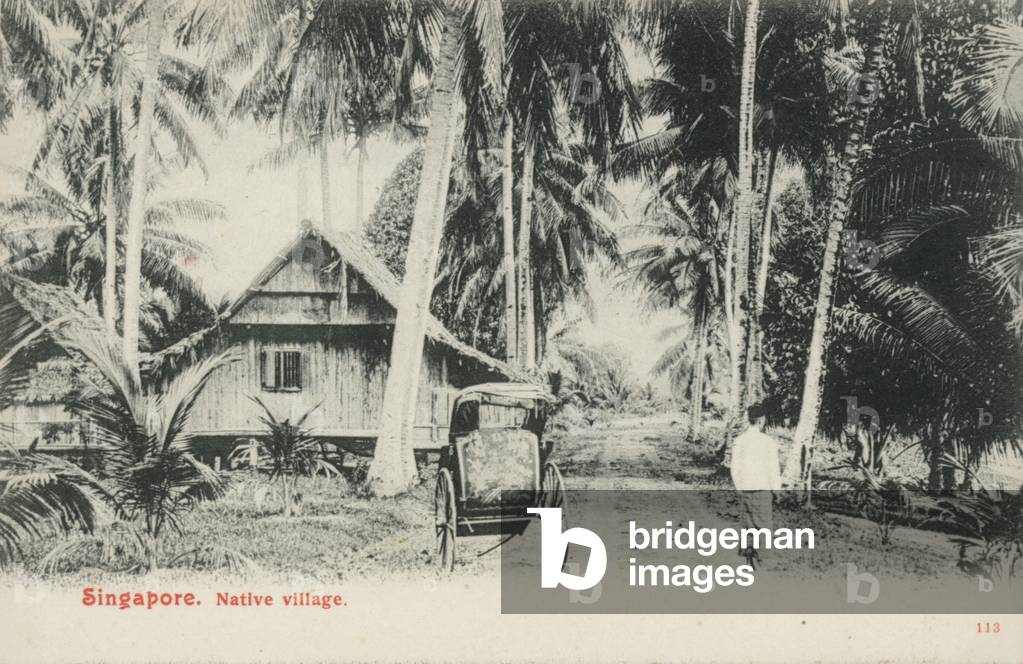 Native village, Singapore (b/w photo)