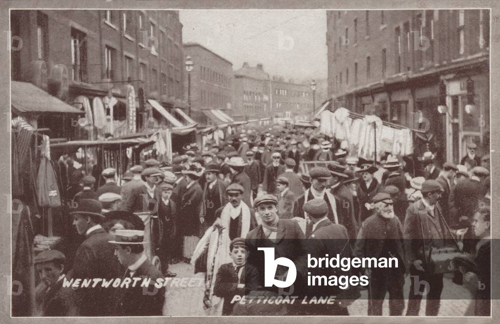 Petticoat Lane Market, Wentworth Street, London (b/w photo)