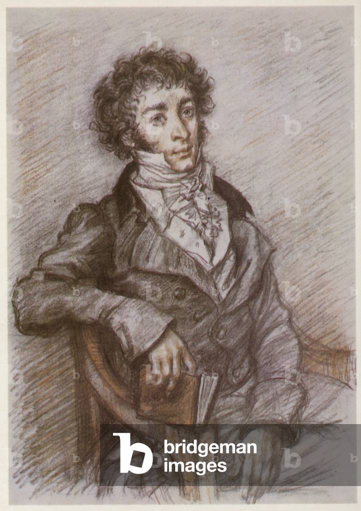 Konstantin Batyushkov, Russian poet (colour litho)