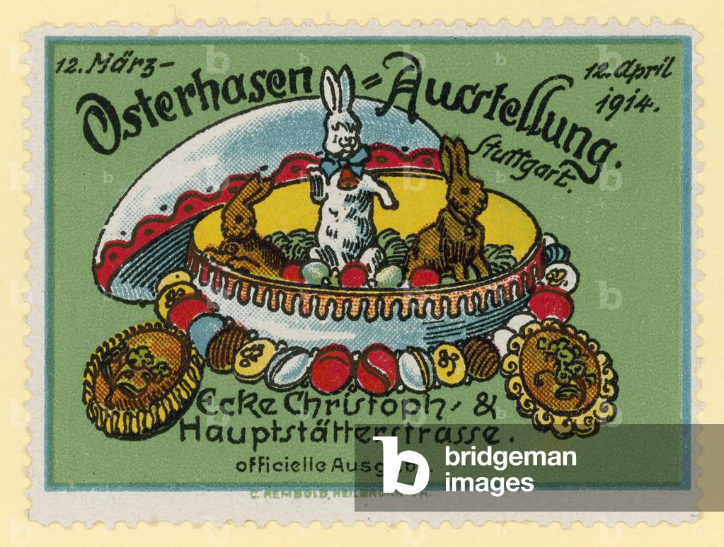 Easter Bunny exhibition, 1914 (colour litho)