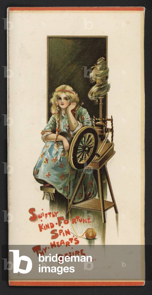 Swiftly, kind fortune, spin thy heart's desire (chromolitho)