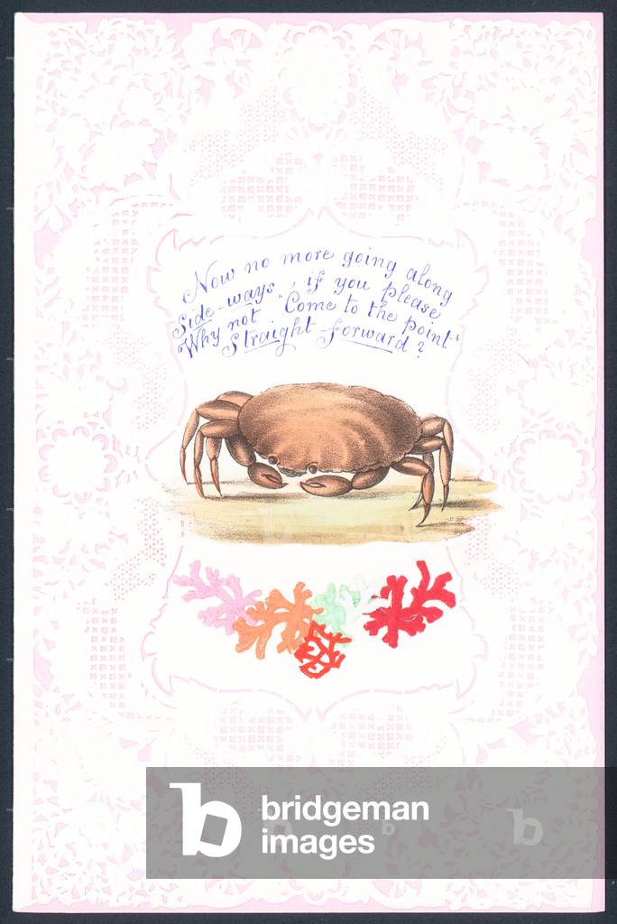Crab greetings card (chromolitho)