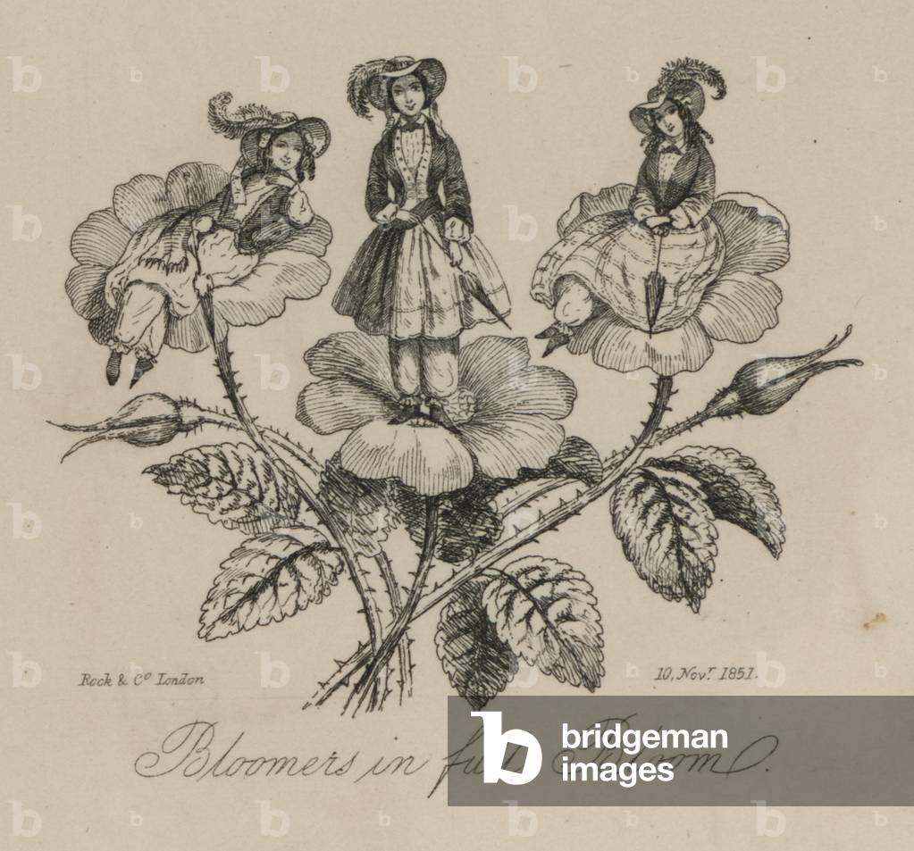 Victorian women's fashion: bloomers (engraving)