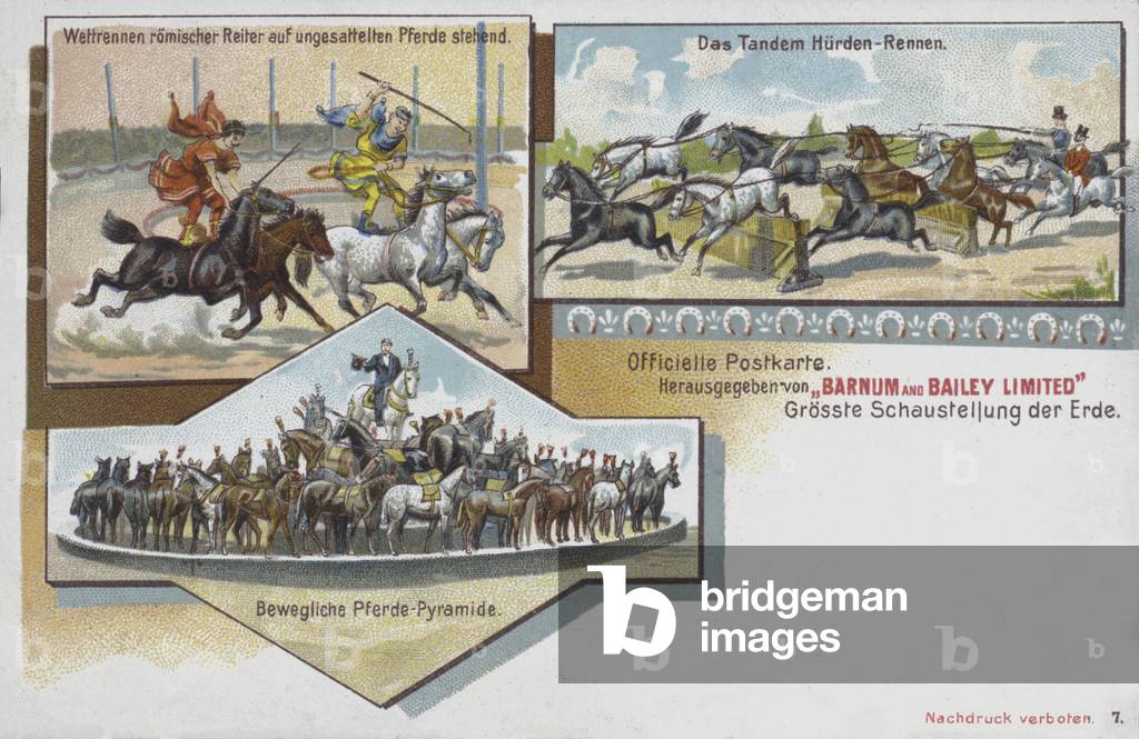 Equestrian performers of Barnum and Bailey's Circus (chromolitho)