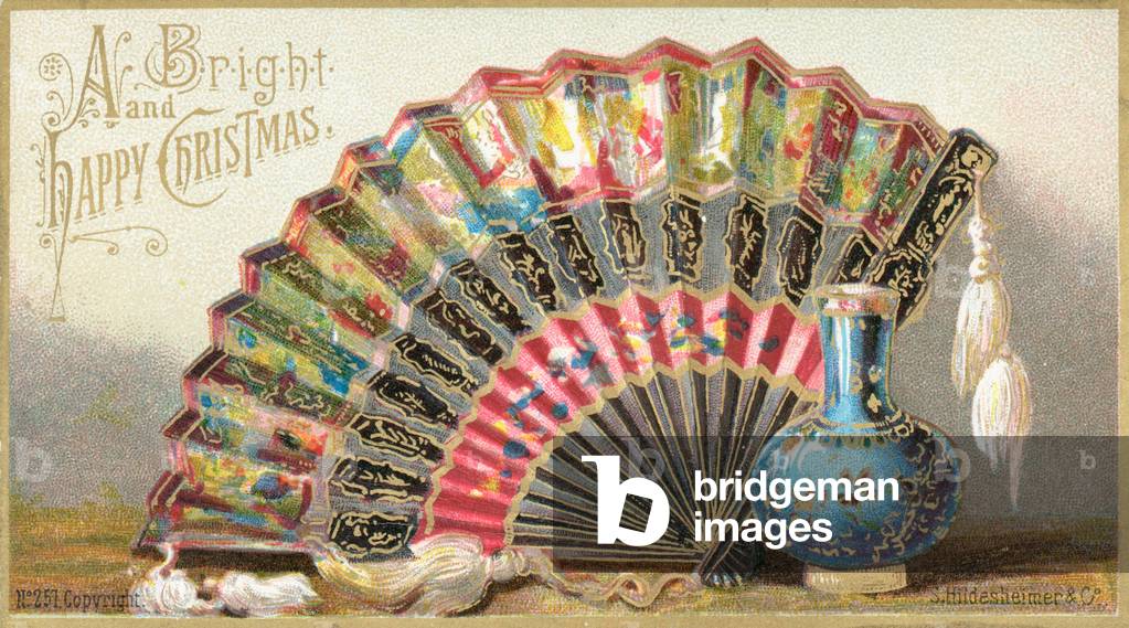 Fan with Case, Christmas Card (chromolitho)
