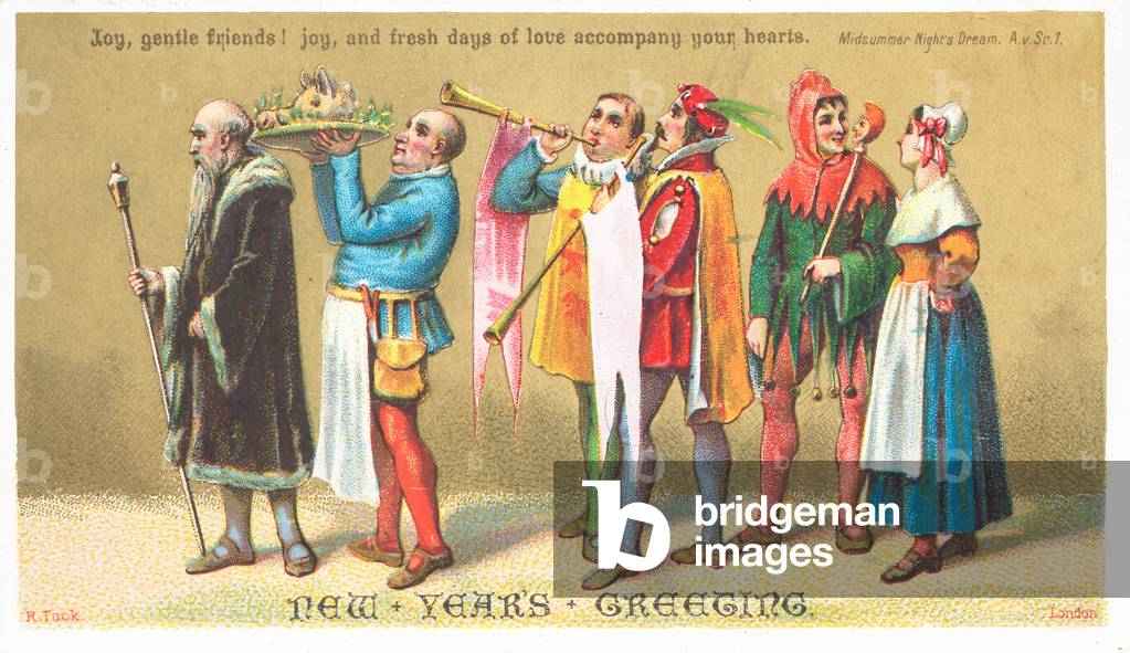 Midsummer Night's Dream, New Year Card (chromolitho)