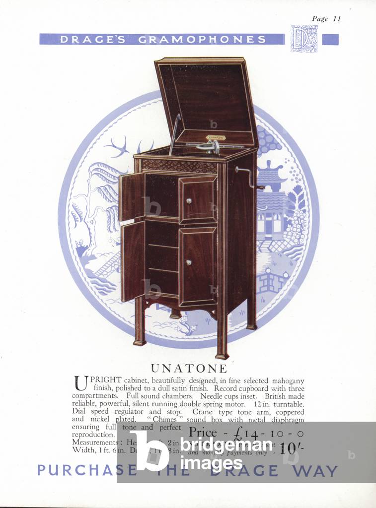 Page from Drage Gramophone catalogue (colour photo)