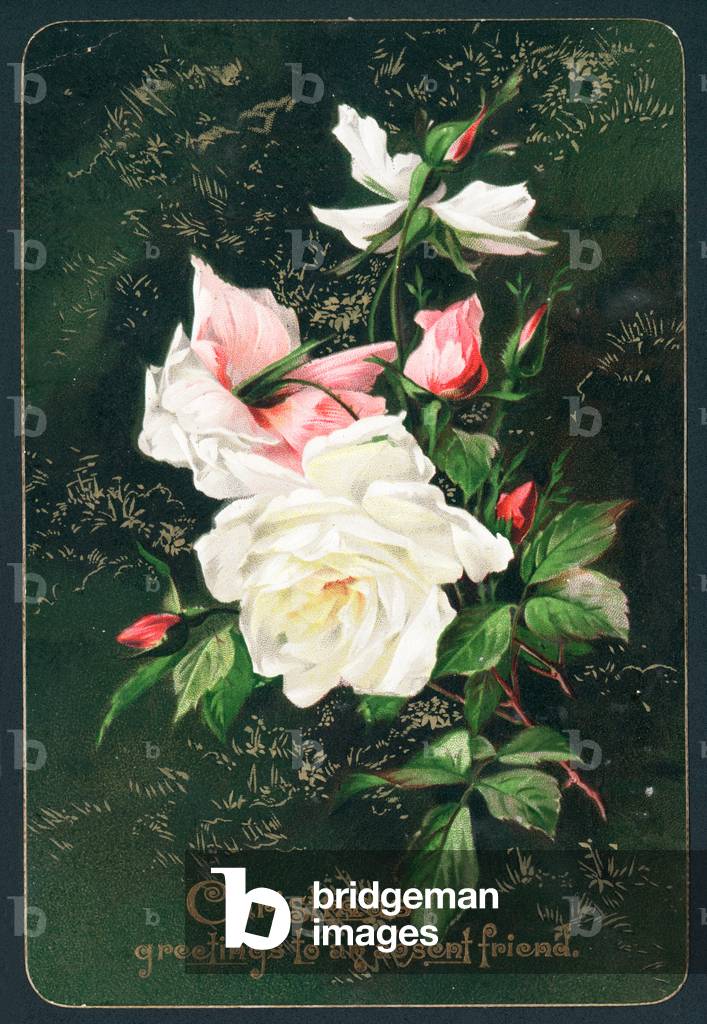 Roses, Christmas Card (chromolitho)