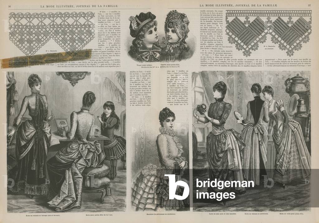 Page from La Mode Illustree, 1885 (engraving)
