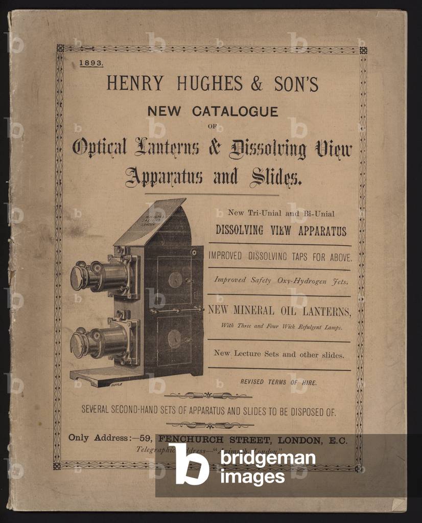 Cover of Henry Hughes & Sons New Catalogue, 1893, of Optical Lanterns and Dissolving View Apparatus and Slides (engraving)