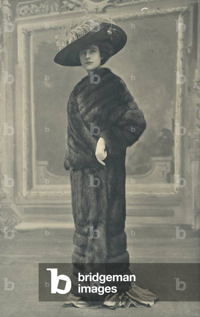 Carriage Coat of Russian Sable, lined with soft ivory satin (b/w photo)